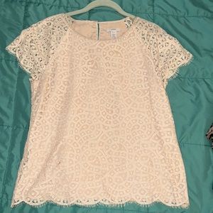J.crew cream lace overlay top